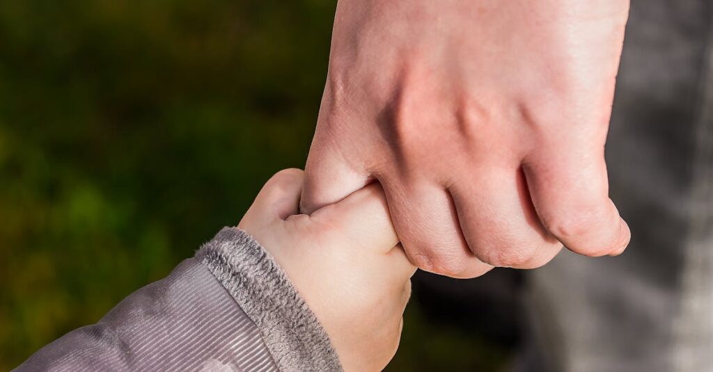 pexels photo 236164 236164 A close-up of a child and parent holding hands in a park, symbolizing love and trust.